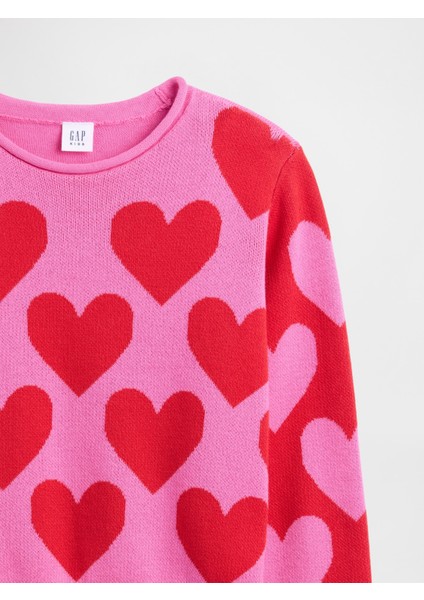 Kız Çocuk Pembe Relaxed Roll-Neck Kazak fiyatları