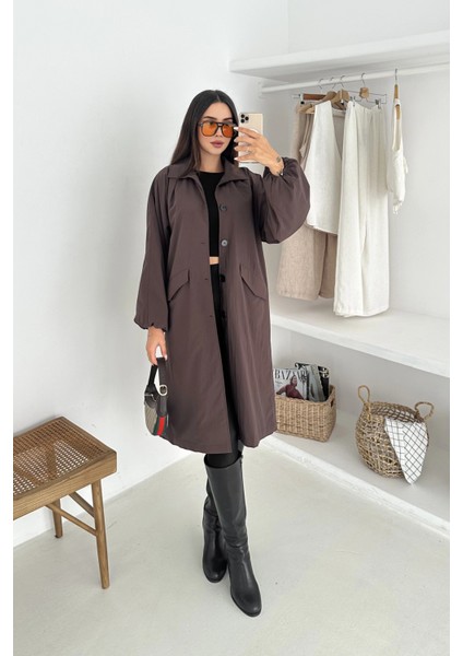 Kadın Astarlı Uzun Trençkot indirimleri