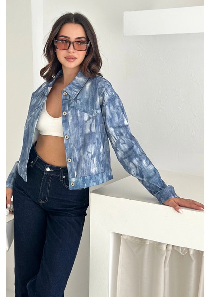 Kısa Gabardin Batik Baskılı Ceket modelleri