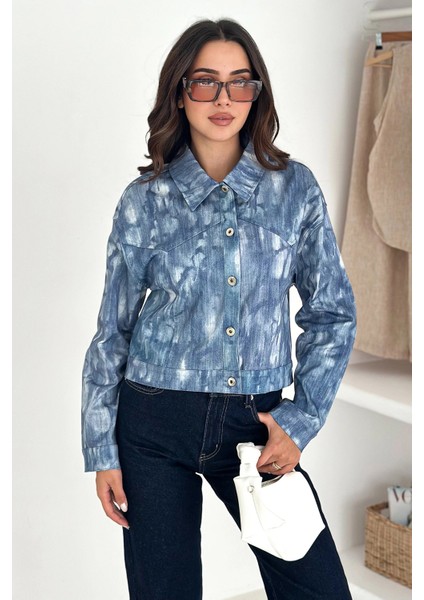 Kısa Gabardin Batik Baskılı Ceket fırsatları