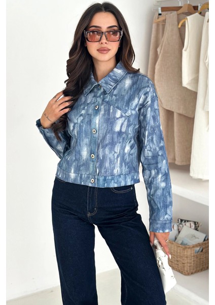 Kısa Gabardin Batik Baskılı Ceket indirimleri