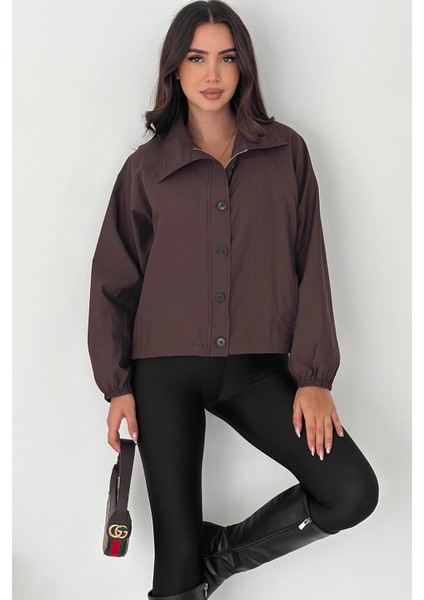 Stoperli Düğmeli Kahverengi Ceket indirimleri