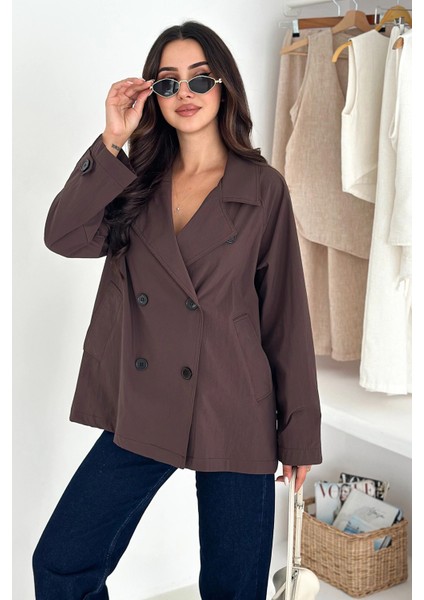 Kısa Trençkot Düğmeli Acı Kahve fiyatları