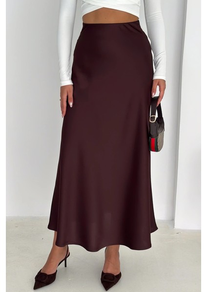 Acı Kahve Yanı Fermuarlı Çan Dökümlü Saten Etek fırsatları