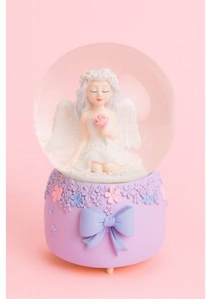 Dekoratif Nostalji Cam Kar Küresi Işıklı ve Müzikli