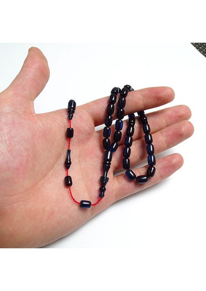 Mor Görünümlü Mavi Kehribar Tesbih modelleri