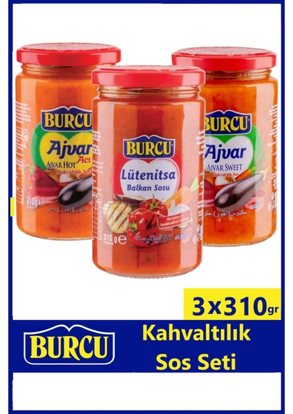 Kahvaltılık Sos Seti 310 gr x 3 Adet (Ajvar Acı, Ajvar Tatlı, Lutenitsa Balkan Sosu)