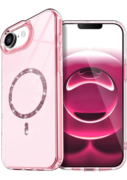 Apple Iphone 16E Live Diamond Magsafe Kapak - Pembe