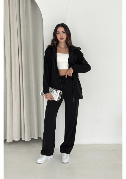 Şal Yaka Çift Fermuarlı Stoperli Modal Takım fırsatları