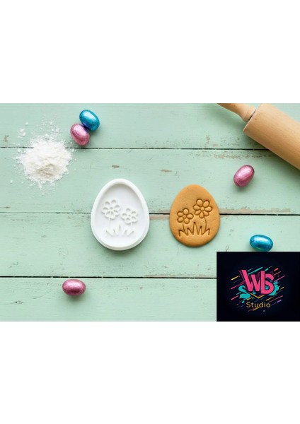 Çiçekli Paskalya Yumurtası Kurabiye Kalıbı ve Şeker Hamuru Şekillendiric