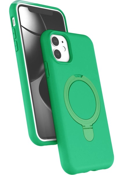 Apple Iphone 11 Regal Magsafe Standlı Kapak - Yeşil