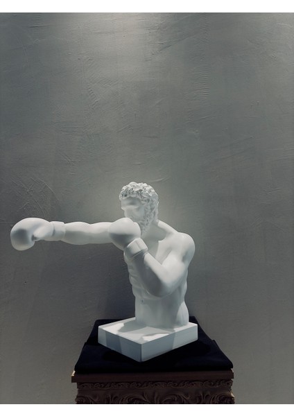 Boksör Heykeli 55×55 cm | Büyük Boy Modern Spor Figürü | Dekoratif Boks Temalı Heykel | Premium Polyester Biblo | Ev & Ofis Dekoru