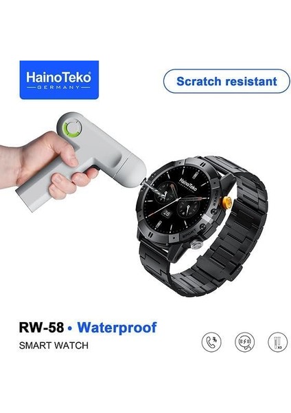 Hainoteko RW58 Executive – Çizilmeye Dayanıklı Yuvarlak Ekran, 3 Kordon Seti, Kablosuz Şarjlı Premium Akıllı Saat fiyatları