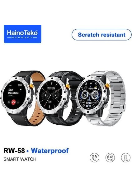 Hainoteko RW58 Executive – Çizilmeye Dayanıklı Yuvarlak Ekran, 3 Kordon Seti, Kablosuz Şarjlı Premium Akıllı Saat fırsatları