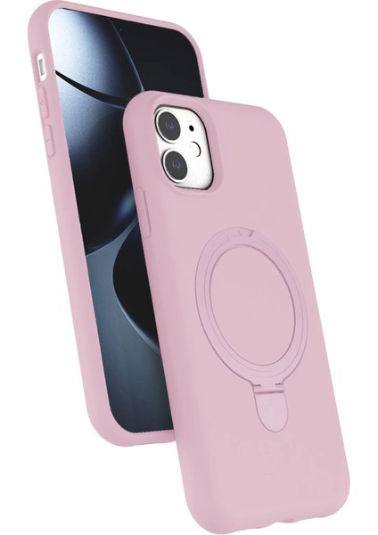 Apple Iphone 11 Regal Magsafe Standlı Kapak - Açık Pembe