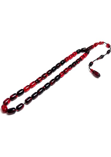 Kırmızı Siyah Kapsul Kesim Kehribar Tesbih fiyatları