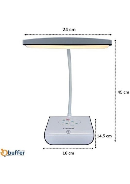 Buffer® Şarjlı Oynar Esnek Başlıklı Dokunmatik 3 Farklı Modda Yanan Kaymaz Taban LED Masa Lambası fırsatları