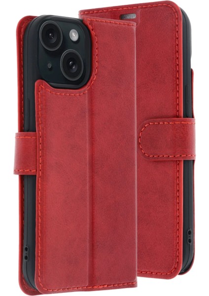 Apple Iphone 15 Trend S Plus Kapaklı Kılıf - Kırmızı