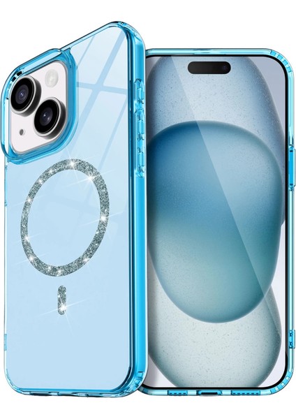 Apple Iphone 15 Live Diamond Magsafe Kapak - Mavi
