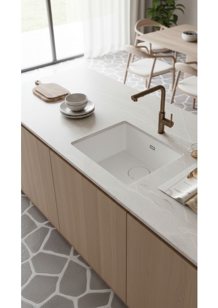 - Sabor Seramik 1 Bölmeli - Mat Beyaz Mutfak Evyesi fırsatları