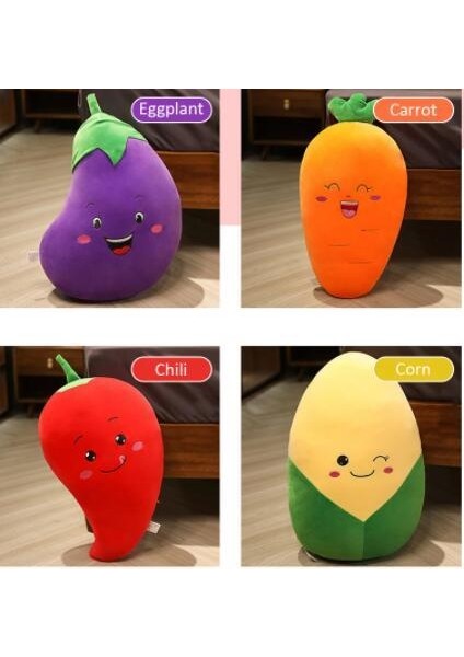 62297 Peluş 30CM Havuç,patlıcan,mısır,kırmızı Bibe