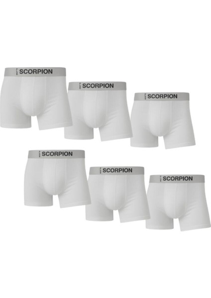 Erkek 6’lı Modal Boxer Seti – Nefes Alabilir Esnek Bel Lastikli Beyaz Erkek Boxer