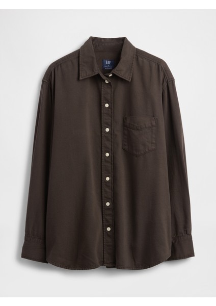 Kadın Koyu Kahverengi Ultrasoft Denim Big Gömlek fiyatları