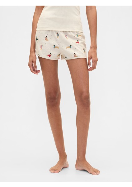 Kadın Kırık Beyaz Flannel Pijama Şort modelleri