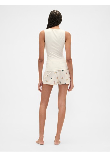 Kadın Kırık Beyaz Flannel Pijama Şort fırsatları