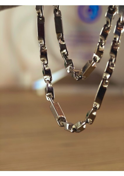 Çelik Kolye Paslanmaz Çelik Kolye 316L Kararma Yapmaz Çelik Kolye Şık Gümüş Kaplama Kolye Bayan ve Erkek Için Ideal modelleri