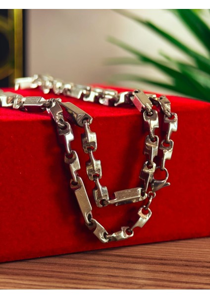 Çelik Kolye Paslanmaz Çelik Kolye 316L Kararma Yapmaz Çelik Kolye Şık Gümüş Kaplama Kolye Bayan ve Erkek Için Ideal