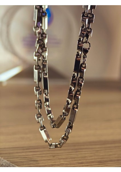 Çelik Kolye Paslanmaz Çelik Kolye 316L Kararma Yapmaz Çelik Kolye Şık Gümüş Kaplama Kolye Bayan ve Erkek Için Ideal