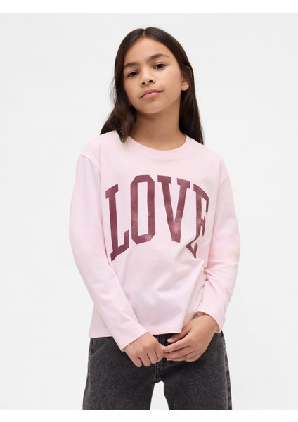 Kız Çocuk Pembe Relaxed Grafik T-Shirt