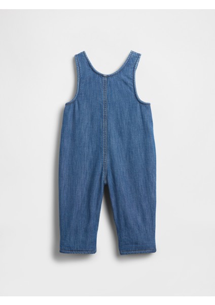 Bebek Mavi Cozy-Lined Denim Ayı Cepli Tulum modelleri