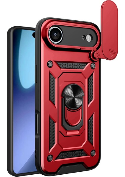 Apple Iphone 17 Air Pars Lens Yüzüklü Silikon - Kırmızı