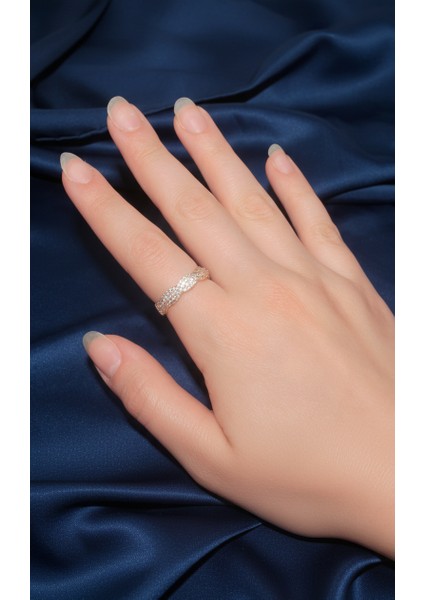 Dalgalı Mikro Zirkon Taşlı Ayarlanabilir Altın Tonu Yüzük fiyatları