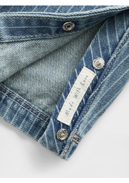 Bebek Mavi Denim Çizgili Utility Tulum fiyatları