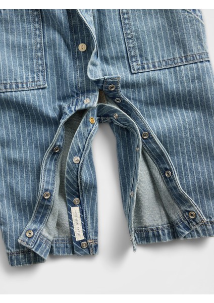 Bebek Mavi Denim Çizgili Utility Tulum modelleri