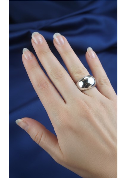 Dolgun Tasarım Modern Gümüş Tonu Bombeli Yüzük indirimleri