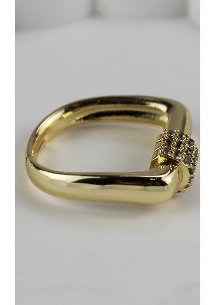 Geometrik Tasarım Üçlü Zirkon Taşlı Altın Tonu Ayarlanabilir Yüzük modelleri