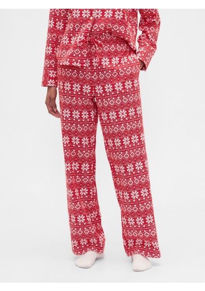 Kadın Kırmızı Flannel Pull-On Pijama Altı modelleri