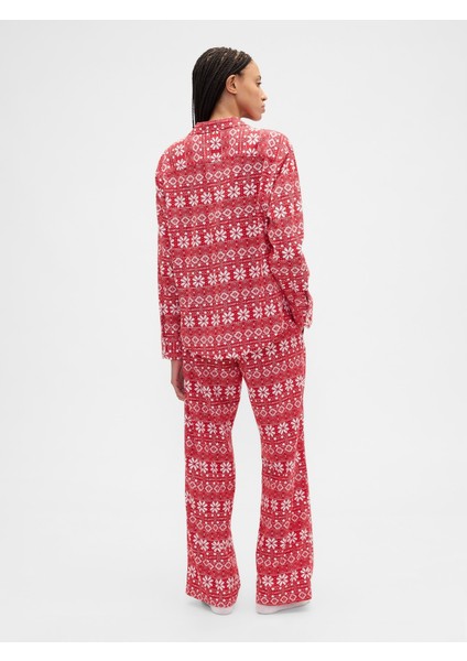 Kadın Kırmızı Flannel Pull-On Pijama Altı fırsatları