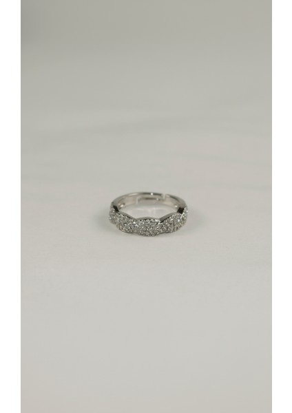 Dalgalı Mikro Zirkon Taşlı Ayarlanabilir Gümüş Tonu Yüzük modelleri