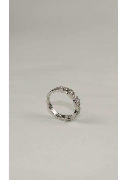 Dalgalı Mikro Zirkon Taşlı Ayarlanabilir Gümüş Tonu Yüzük fırsatları