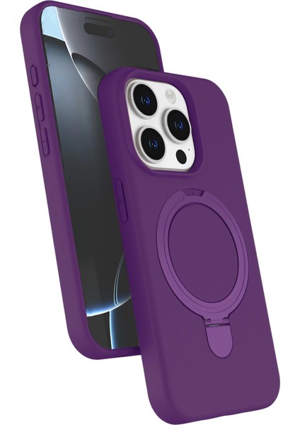 Apple Iphone 15 Pro Max Regal Magsafe Standlı Kapak - Derin Mor