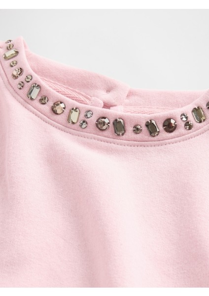 Kız Çocuk Pembe Süslü Dolman Sweatshirt fiyatları