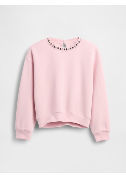 Kız Çocuk Pembe Süslü Dolman Sweatshirt indirimleri