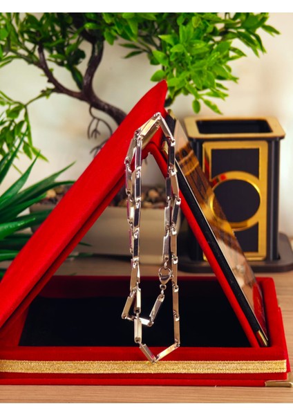 Çelik Kolye Paslanmaz Çelik Kolye 316L Kararma Yapmaz Çelik Kolye Şık Gümüş Kaplama Kolye Bayan ve Erkek Için Ideal modelleri