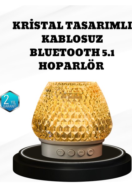Rgb LED Işıklı Kristal Tasarım Bluetooth 5.1 Hoparlör 5W Taşınabilir