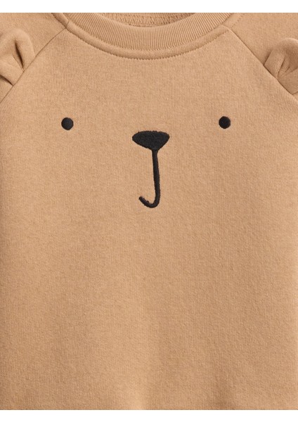 Bebek Koyu Bej Fleece Two-Piece Outfit Set fiyatları